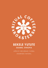 Load image into Gallery viewer, Bekele Yutute by Ritual Coffee Roasters – Ethiopia. Coffee label on orange background with tasting notes: apricot, redcurrant and floral.