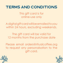Load image into Gallery viewer, Ritual Roasters Online Gift Card