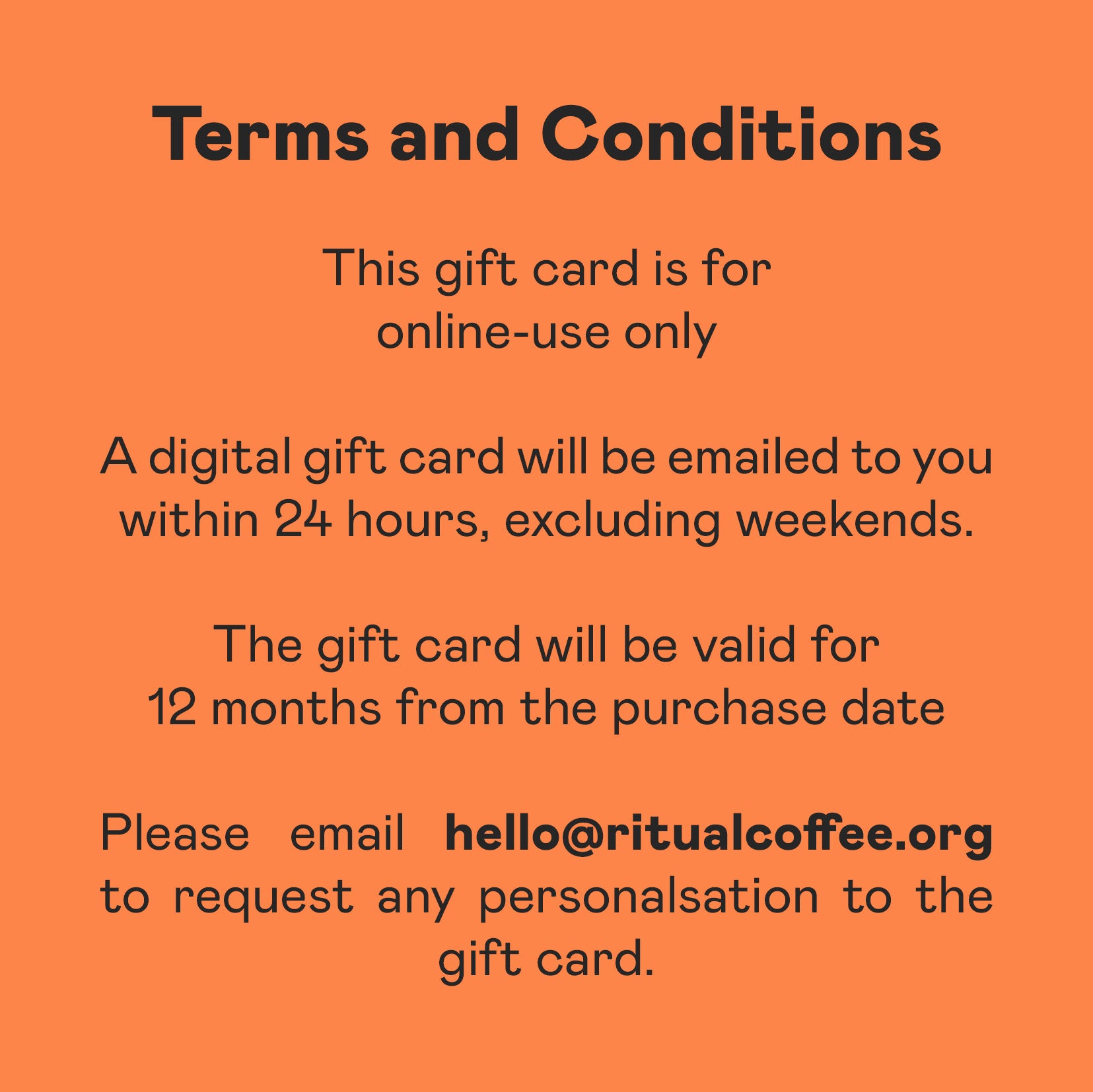 Ritual Roasters Online Gift Card